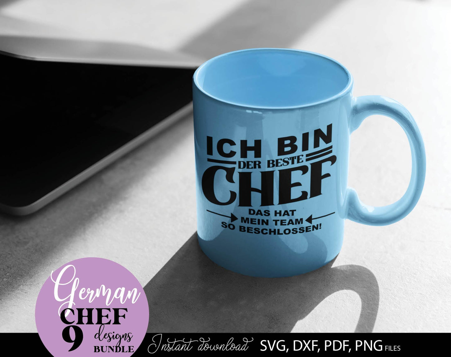 Ein Geschenk für den Chef plotterdatei laserdatei designs bundle. SVG DXF PDF PNG files included. Compatible with Cricut, Silhouette or other equipment. Cut from vinyl, use for sublimation, laser or grave projects. Buy now for a good price and enjoy!