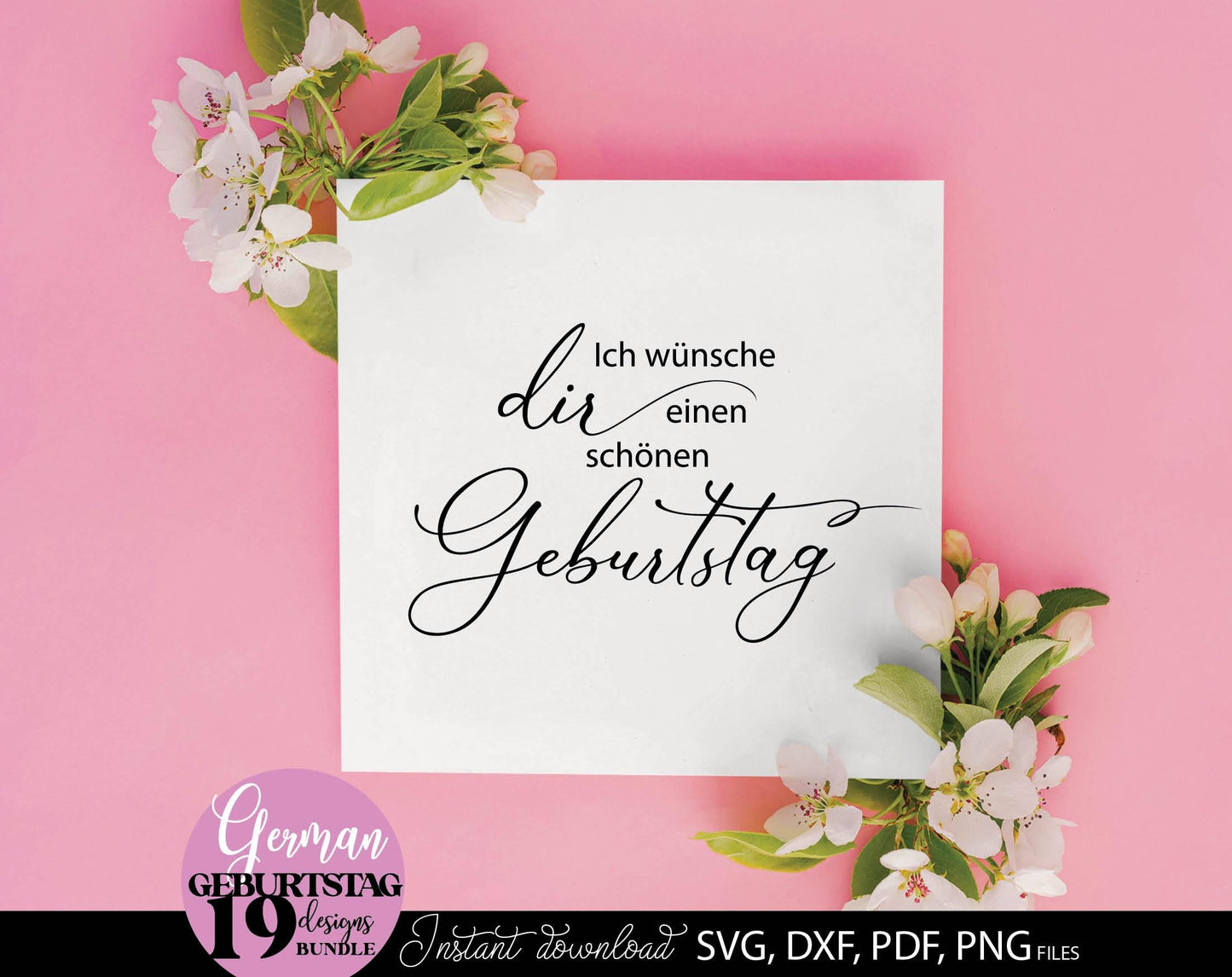 Plotterdatei Geburtstag Geburtstagssprüche bundle. Svg Png Dxf Pdf files included. Compatible with Cricut, Silhouette or other equipment. Cut from vinyl, use for sublimation or laser cut, printing, DTF printing or other projects. Buy now and enjoy!