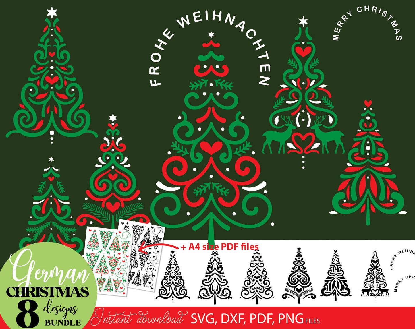 Weihnachtsbaum Weihnachten PDF Vorlage kerzen tattoo. SVG DXF PDF PNG files included. Compatible with Cricut, Silhouette. Cut from vinyl, use for sublimation, laser cut, kerzen tattoo or other projects. Buy now for a good price and enjoy!