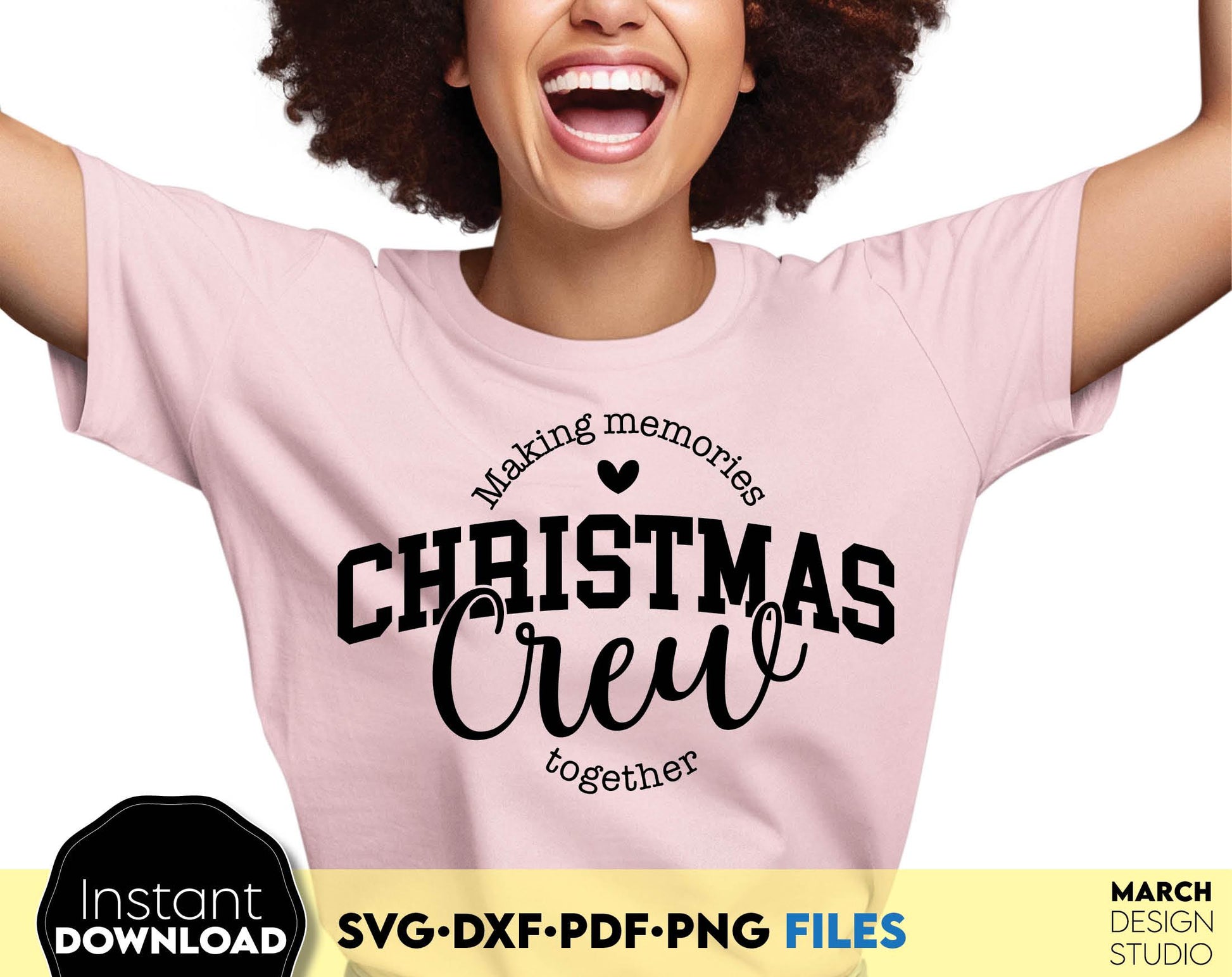 Christmas Crew Shirt Making Memories together Christmas hoodie design. SVG DXF PDF PNG files included. Compatible with Cricut Silhouette. Cut from vinyl, use for sublimation, sublimation, DTF printing or other projects. Buy now for a good price!