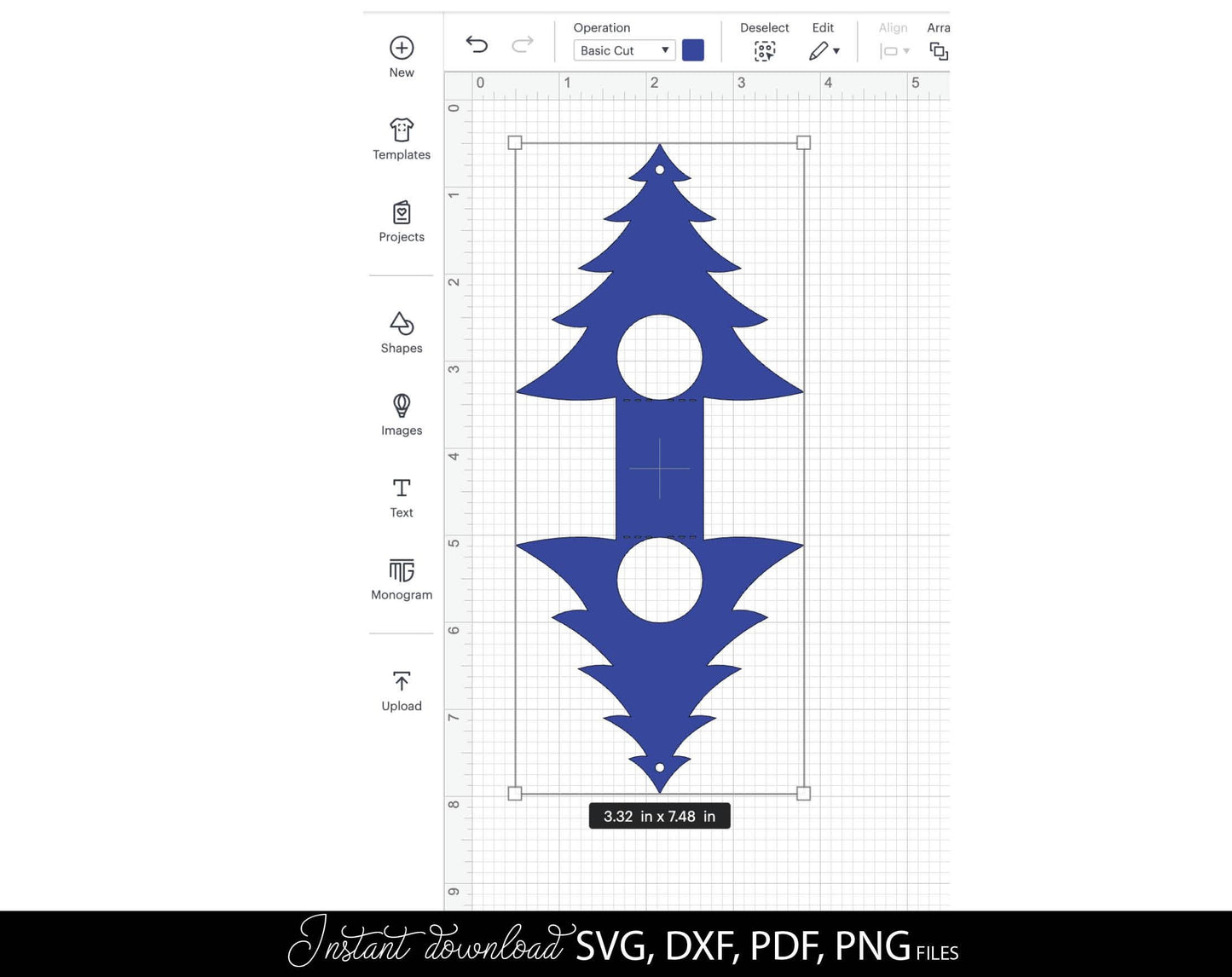 SVG- und DXF-Dateien eignen sich perfekt für Cricut-, Silhouette- und Laserschneidgeräte. Mit diesem Design lassen sich elegante Serviettenhalter erstellen, die Ihre Weihnachtstafel dekorieren und eine festliche Stimmung verbreiten.