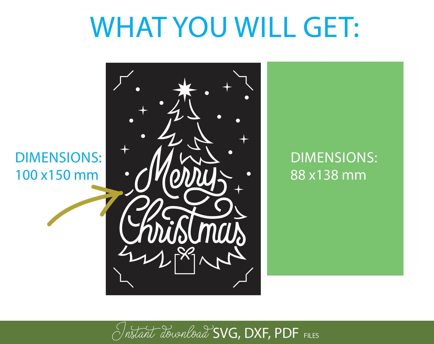 Layered Christmas tree card svg dxf png.Cricut tested Christmas card template. Cut from paper with Cricut, Silhouette or other cutting machine. Buy now and enjoy!