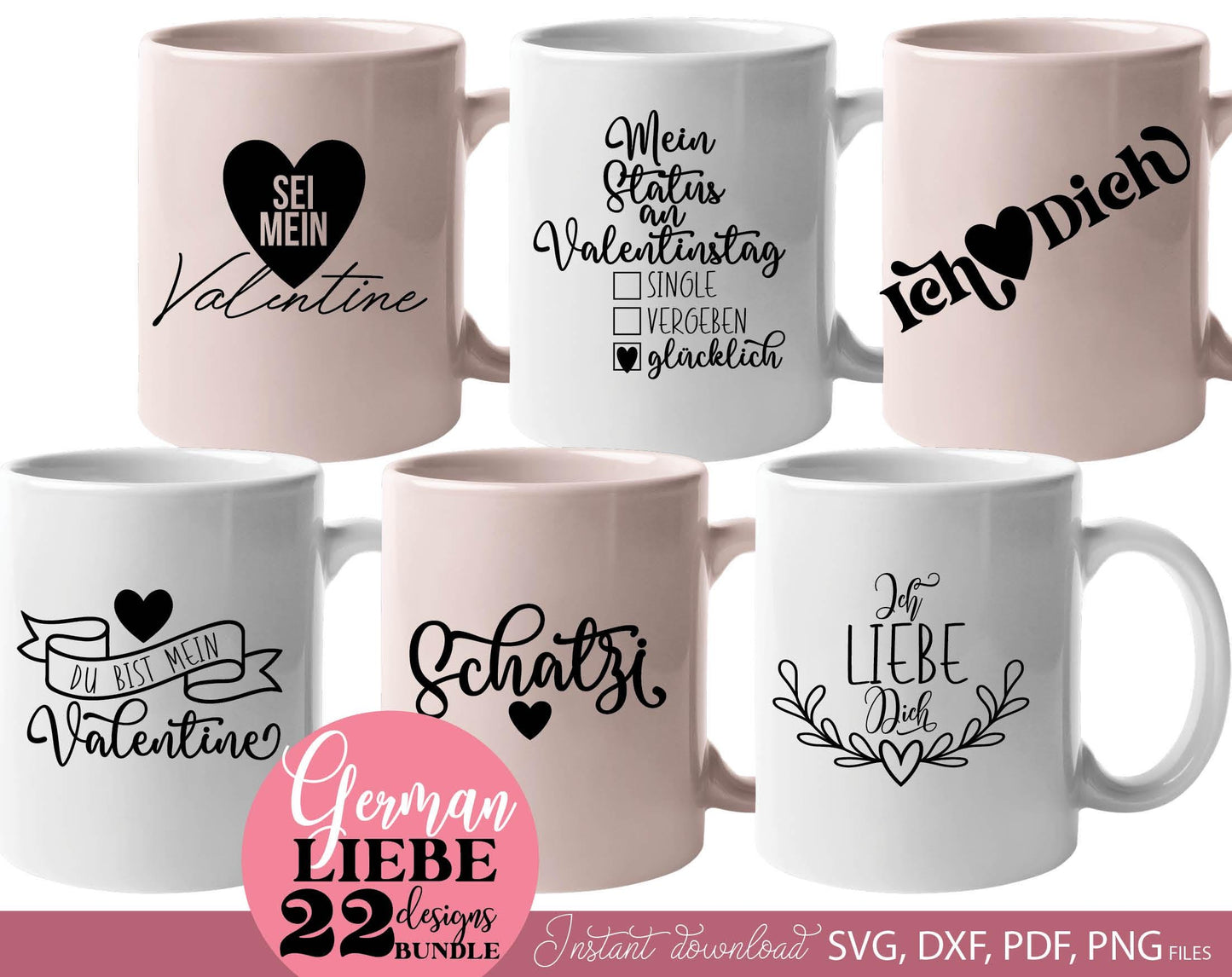 German Liebe Quotes Plotter File SVG PNG DXF EPS included. Use for cutting from vinyl, sublimation or laser cut projects. Compatible with Cricut, Silhouette or Glowforge equipment. Buy now and enjoy!