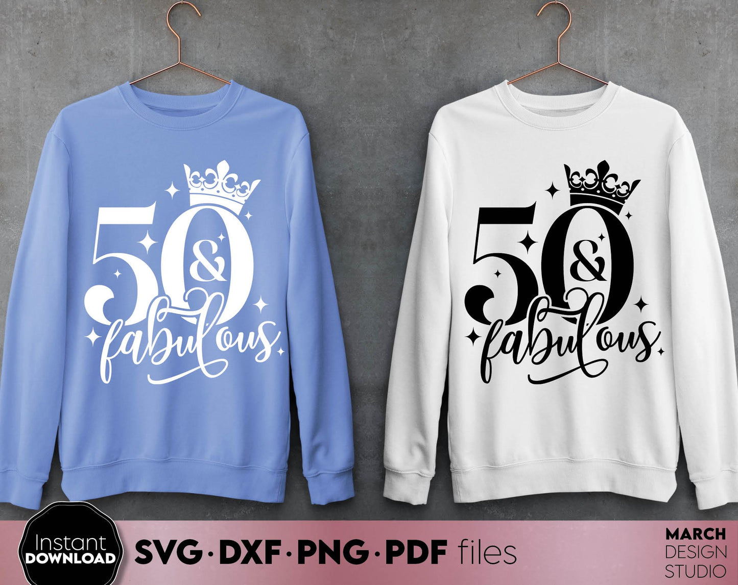 50 and fabulous rose, black and white Birthday shirt design for Your 50th Birthday anniversary. SVG PNG EPS DXF files included. Compatible with Cricut, Silhouette or other equipment. Cut from vinyl, use for sublimation or laser cut or grave projects!