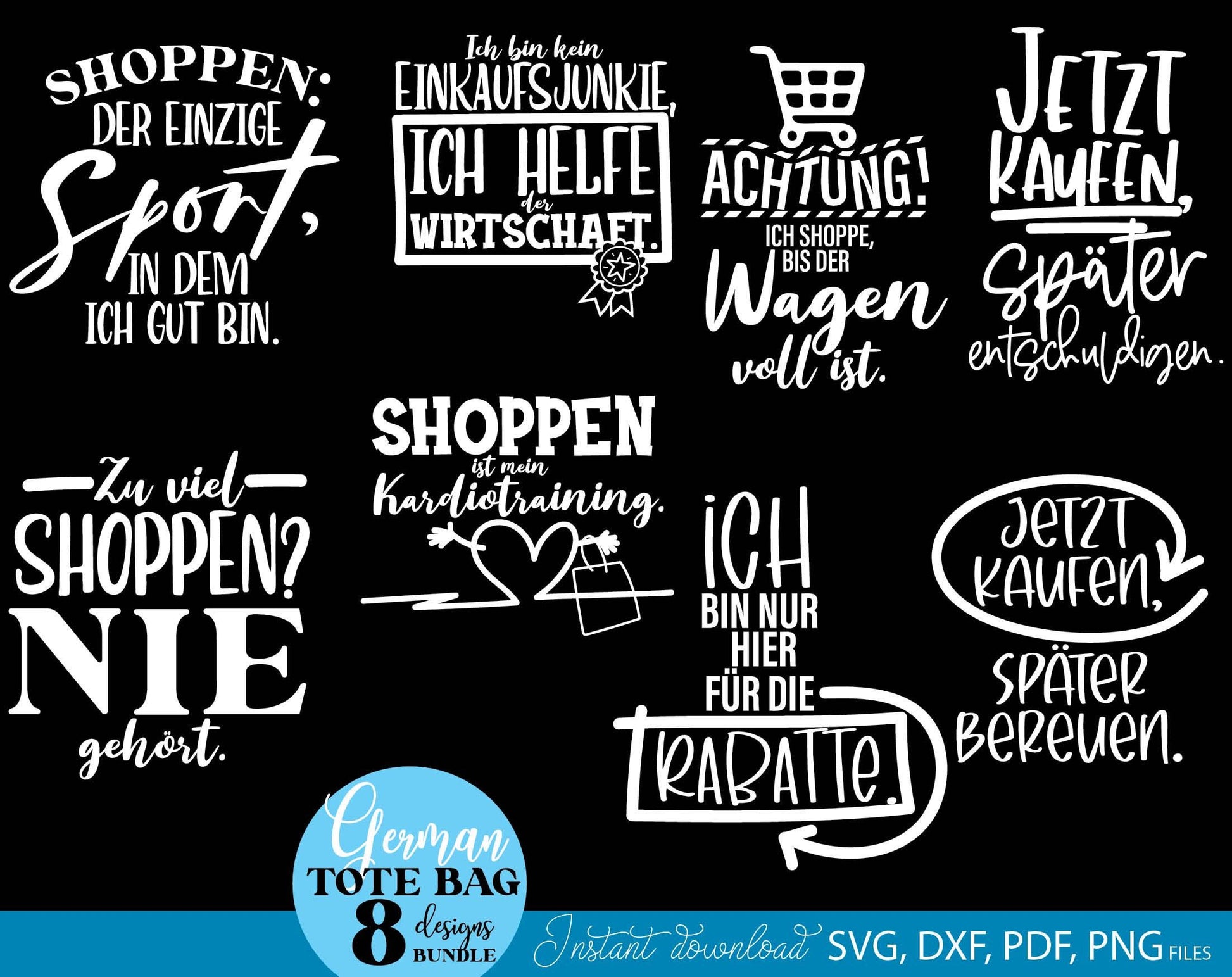 Deutsche Sprüche für Beutel Plotterdatei. Taschensprüche svg png, Jutetasche plotten svg png, Eine von den Juten, Geschenk. SVG PNG DXF PDF files included. Compatible with Cricut Silhouette Studio and other equipment. Buy now and enjoy!