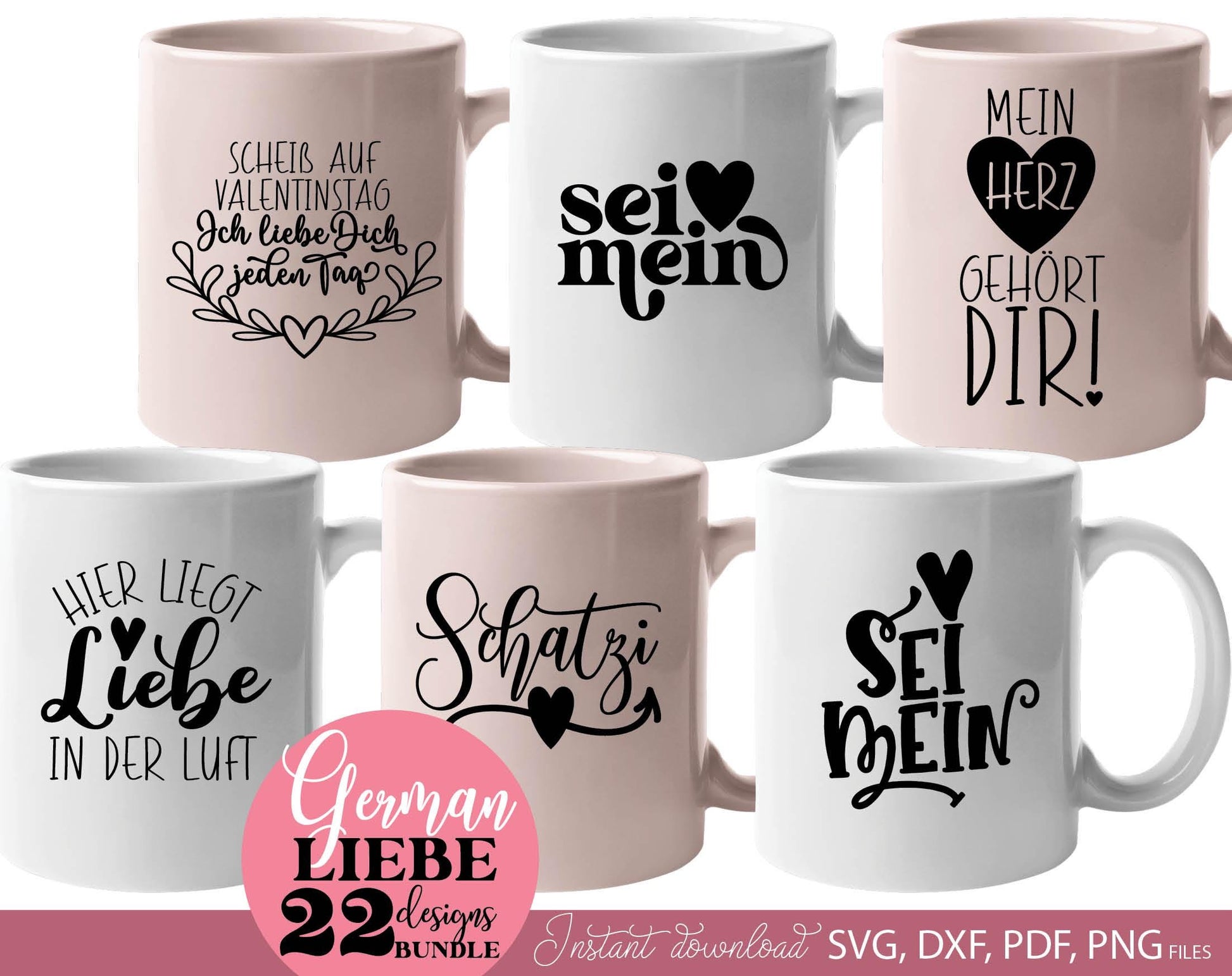 German Liebe Quotes Plotter File SVG PNG DXF EPS included. Use for cutting from vinyl, sublimation or laser cut projects. Compatible with Cricut, Silhouette or Glowforge equipment. Buy now and enjoy!