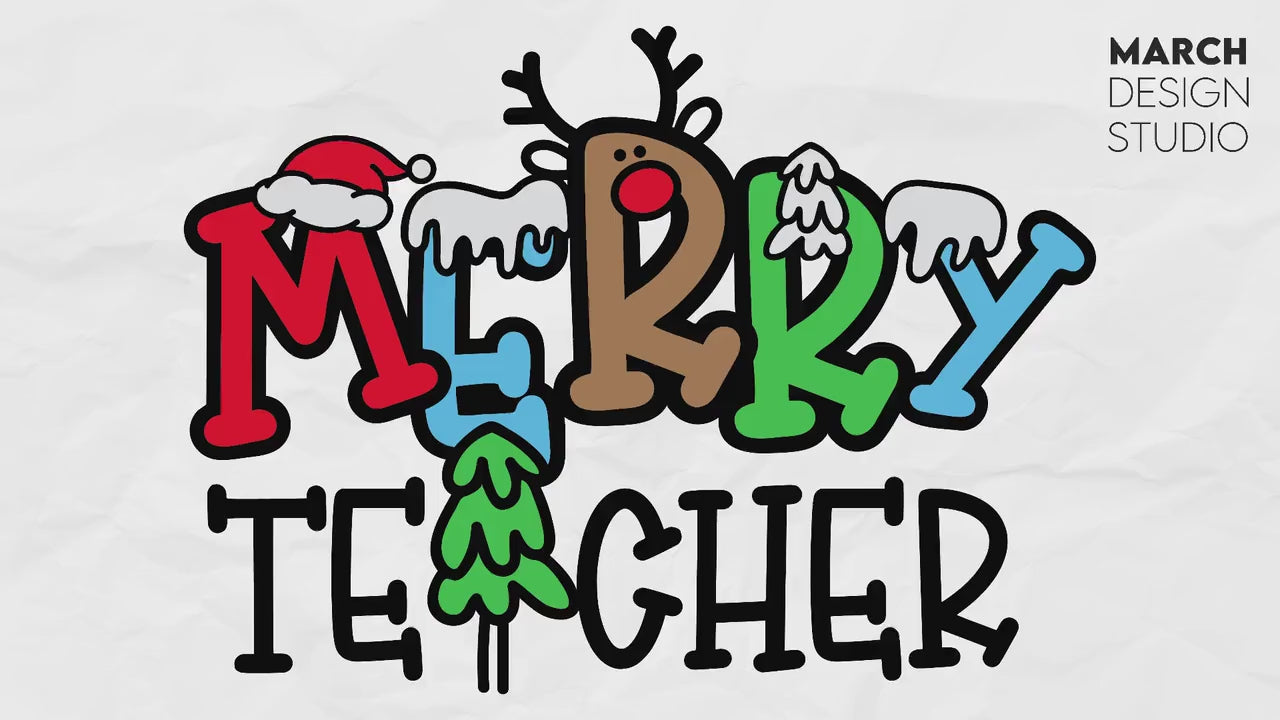 One Merry Teacher SVG PNG | Teacher Christmas Svg | Christmas Teacher svg | Teacher Life svg | Teacher Love svg Files for Cricut Silhouette