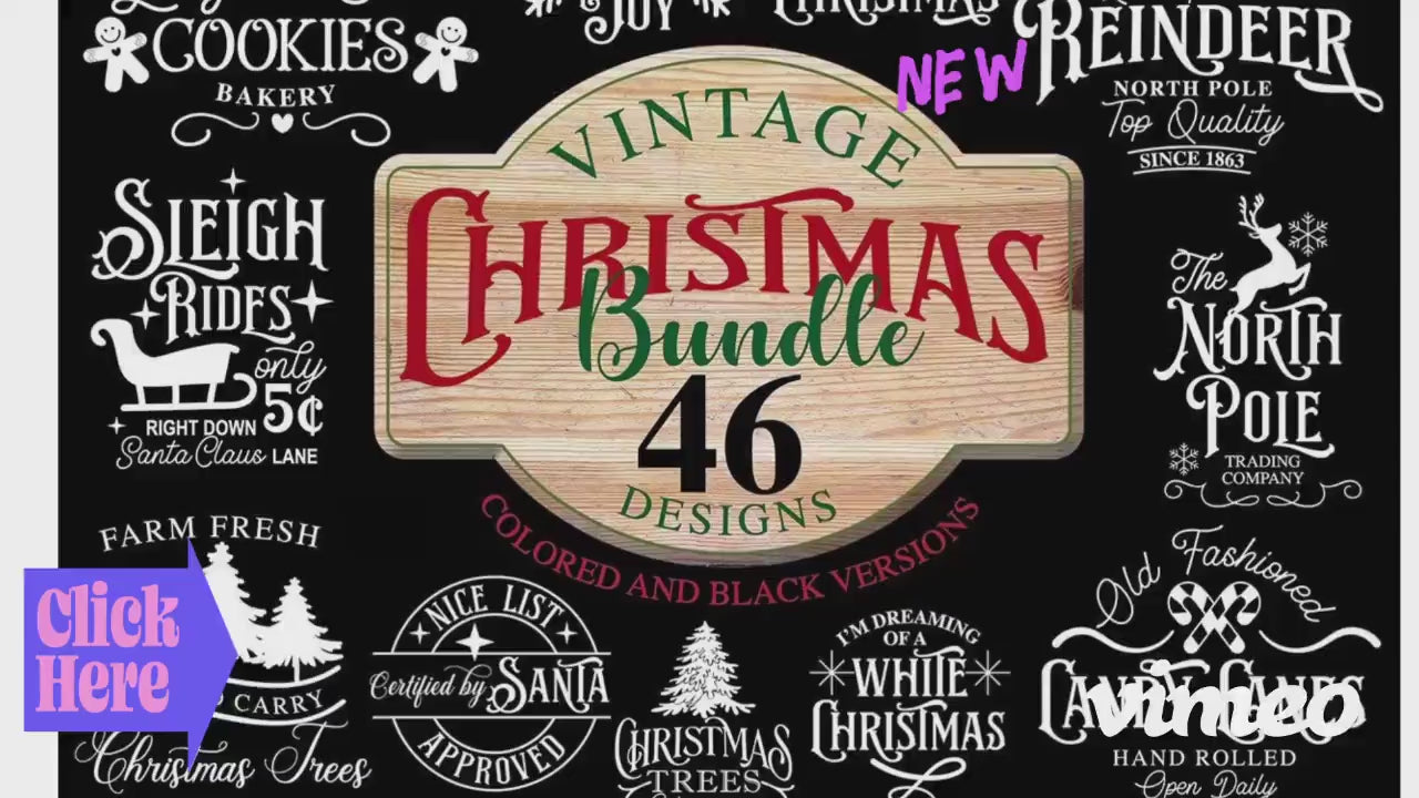 Vintage Christmas Sign SVG Bundle | Christmas Ornaments PNG Bundle | Farmhouse Christmas SVG | Christmas Shirt Svg | Winter Svg | Merry Xmas